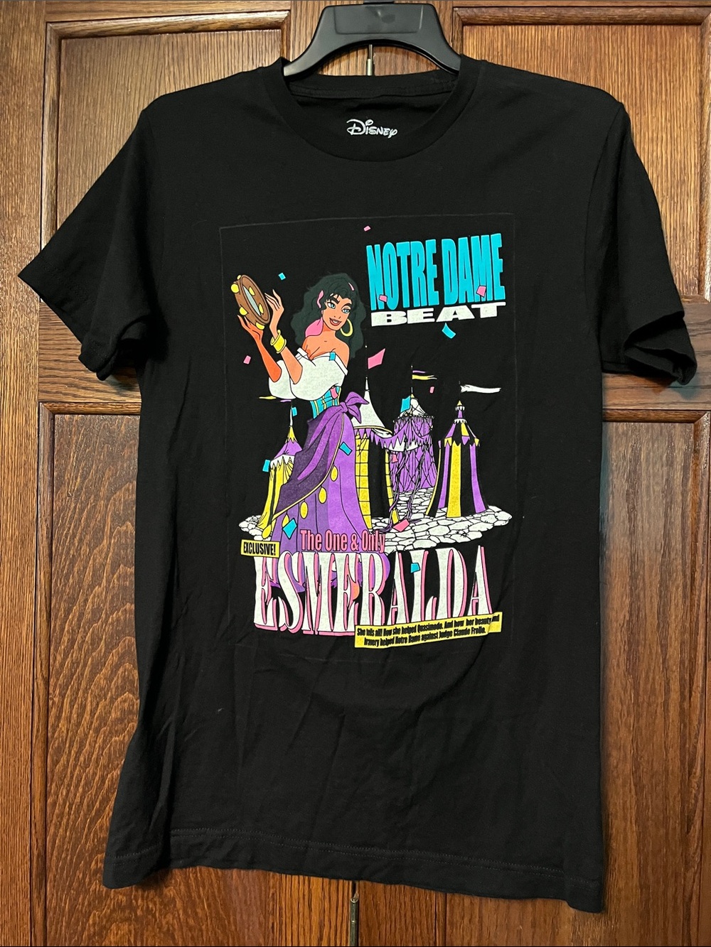 Disney Black Tee with White Logo Neck Print